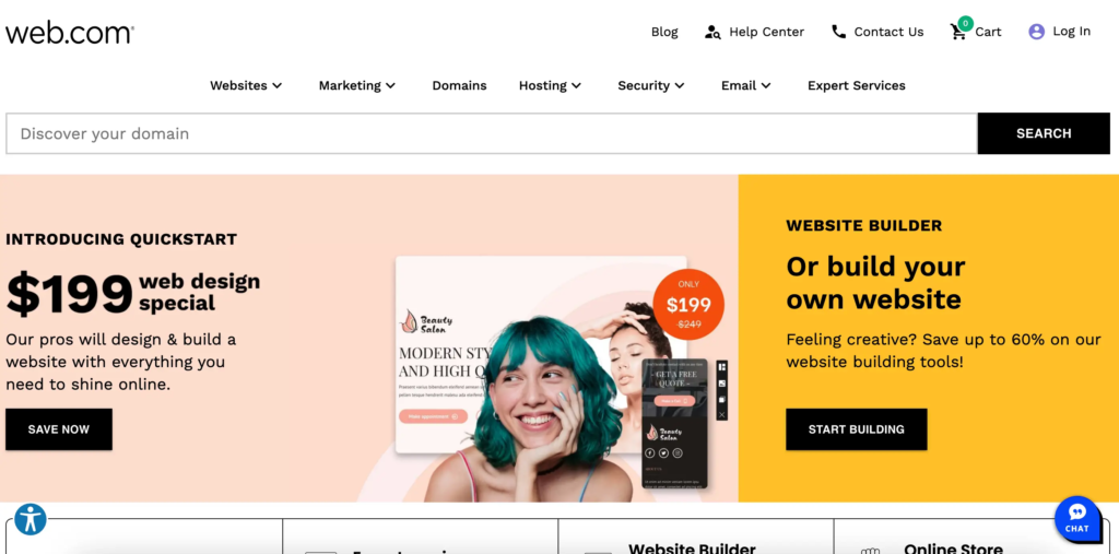 Web.com Review - homepage