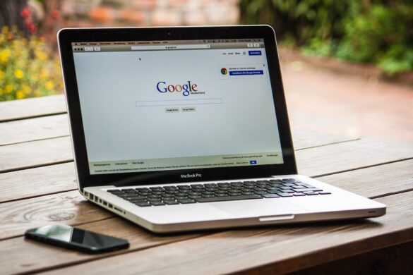 Google homepage on MacBook Pro screen