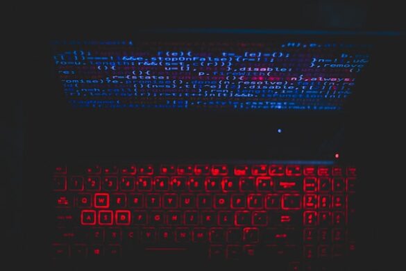 Blue and red light from computer