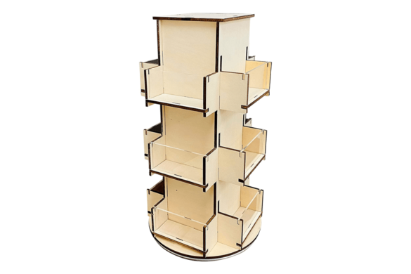 Rotating Display Stand, 3 Tier Wooden Organizer