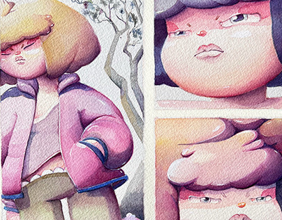 Watercolor, Gouache Characters Design and Illustration