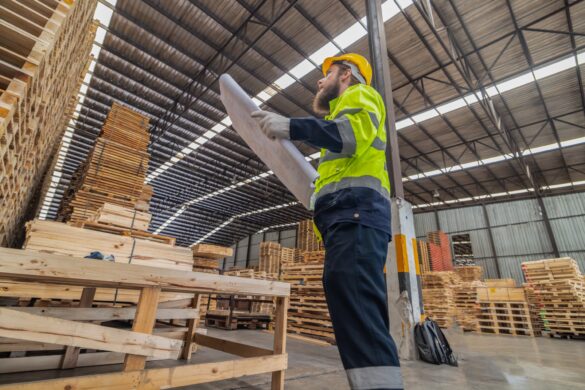 Woodworkers review blueprint, choose eco-friendly material, follow scheme for high quality assembly