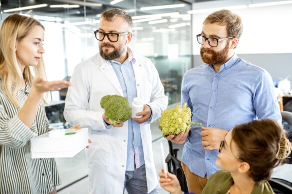 People developing a new food product in the office